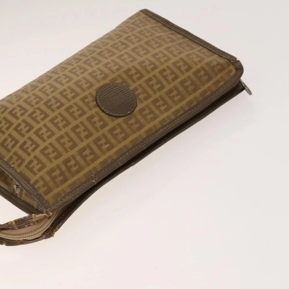 FENDI Celine Zucca Canvas Macadam Canvas Bag PVC 2 Set Beige Brown Auth ti3415 - Picture 5 of 15